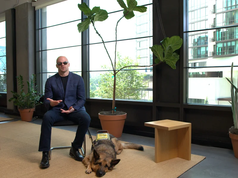 Chad E. Foster with his dog
